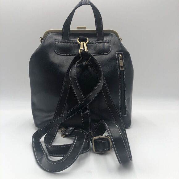 Walasa Love Bag Black Leather Convertible Backpack Shoulder Bag Handbag main image 9
